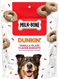 Tasty Milk-Bone Dunkin' Vanilla Glaze Dog Treats - Limited Edition 8 Ounce Biscuits