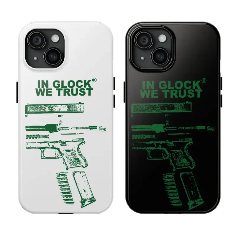 "In Glock We Trust Tough Protective iPhone Case - Compatible with iPhone 8, X, 11, 12, 13, 14, 15, Pro, Pro Max, Plus, Mini - iOS Accessory, Durable Casing for Mobile Phones", Accessories