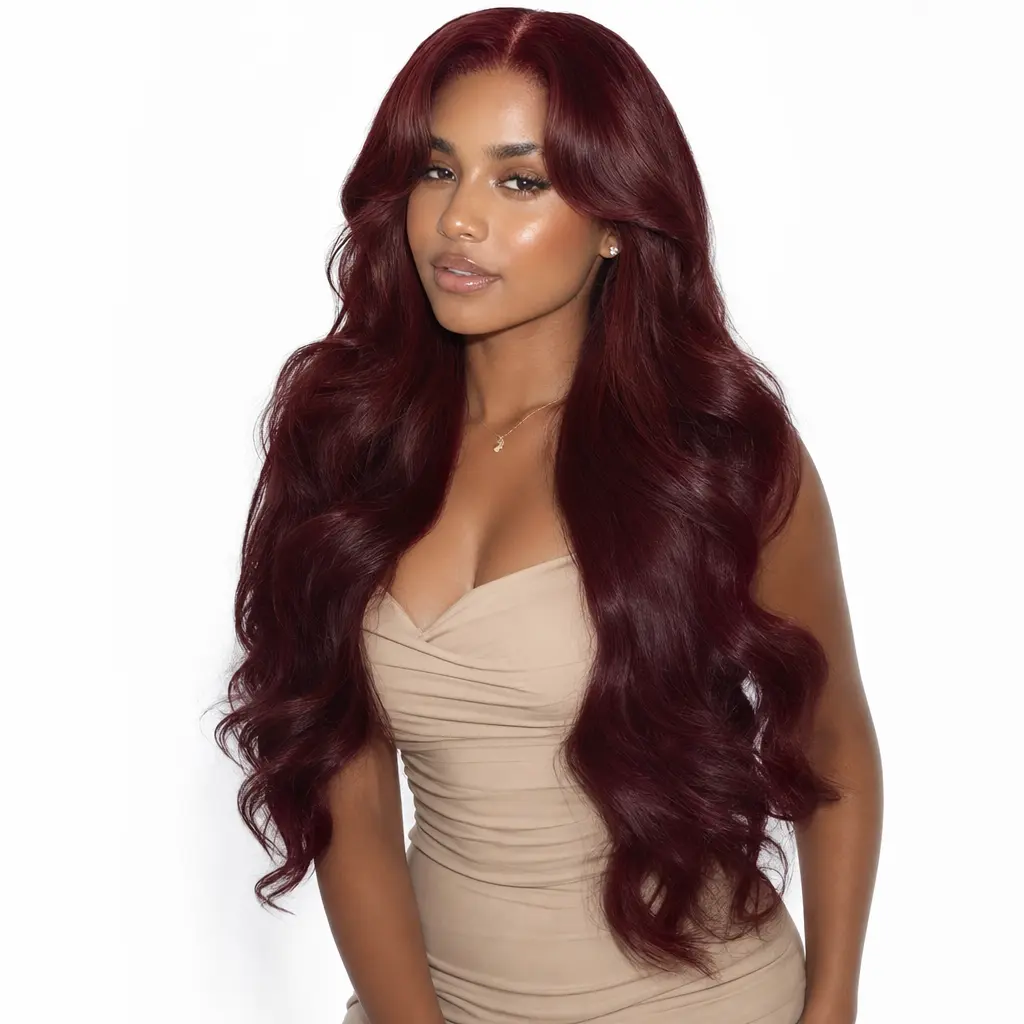 Sherawe 99J Burgundy Lace Front Wigs Human Hair 13x4 Body Wave HD Lace Front Wigs Pre Plucked 180% Density