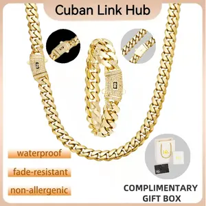 Gold Chunky 【Set】14K gold-plated Cubannecklace and bracelet combination set, newanti-rust technology, comfortable to wear andnon-allergic.6mm/8mm/10mm/12mm/14mmcan be selected. Suitable for leisure, businessentertainment and any other occasions