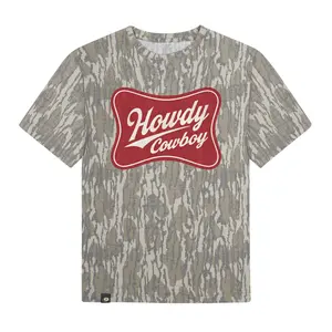 Howdy Cowboy Bottomland Camo Tee, Mossy Oak Bottomland Howdy Cowboy Shirt
