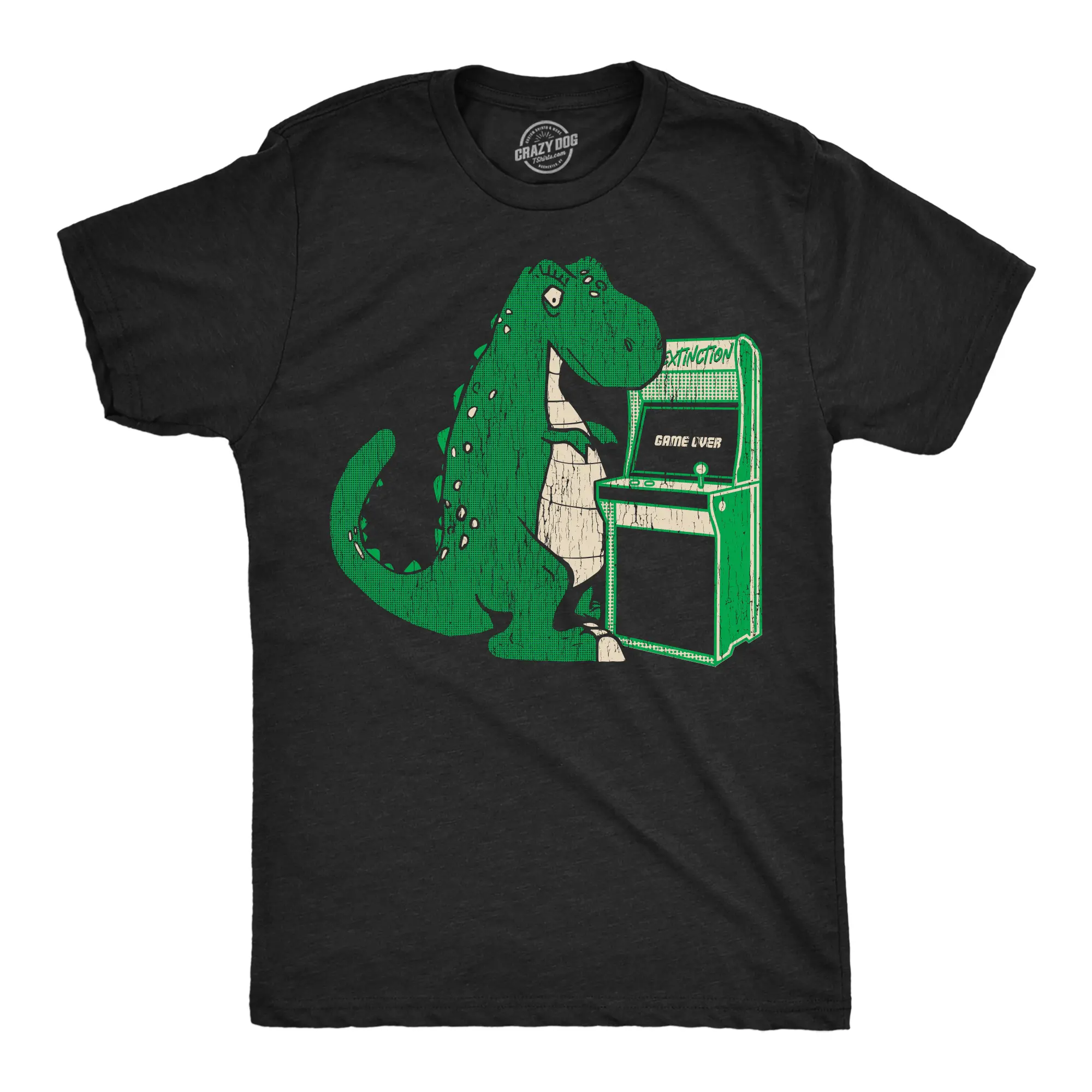 Mens Game Over T Red Funny T Shirt Retro Video Game Tee for Men Mens Funny T Shirts Cool Vintage Fashion T-Shirt Gift Classic Menswear Dinosaur Apparel for Men Funny Gamer Short Sleeve Novelty Tees for Guys Black -
