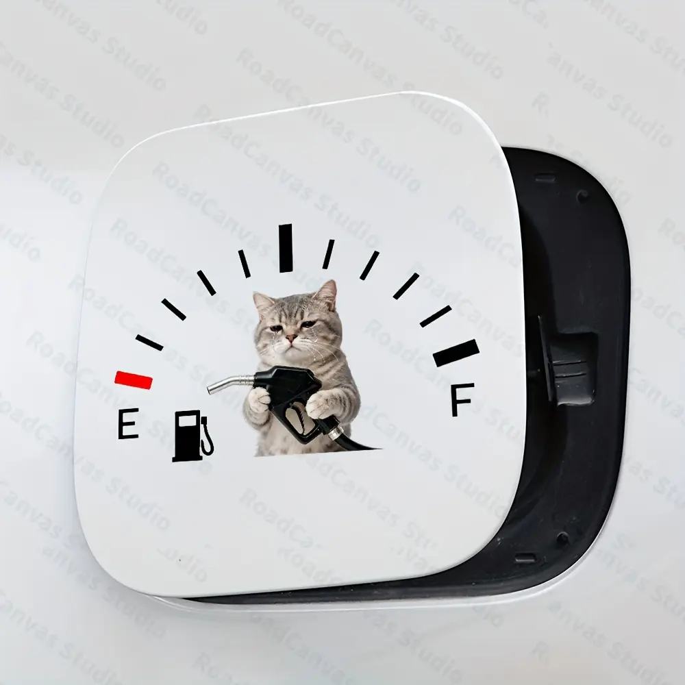 1PC "Collapsing Fueling Cat" Tank Cap Stickers, Automotive Decals, Stickers for Cars, Tearful Reverse Healing Meme Funny & Relatable, Waterproof Easy to Apply Weatherproof No Residue Car Decor Universal Car Stickers Decals