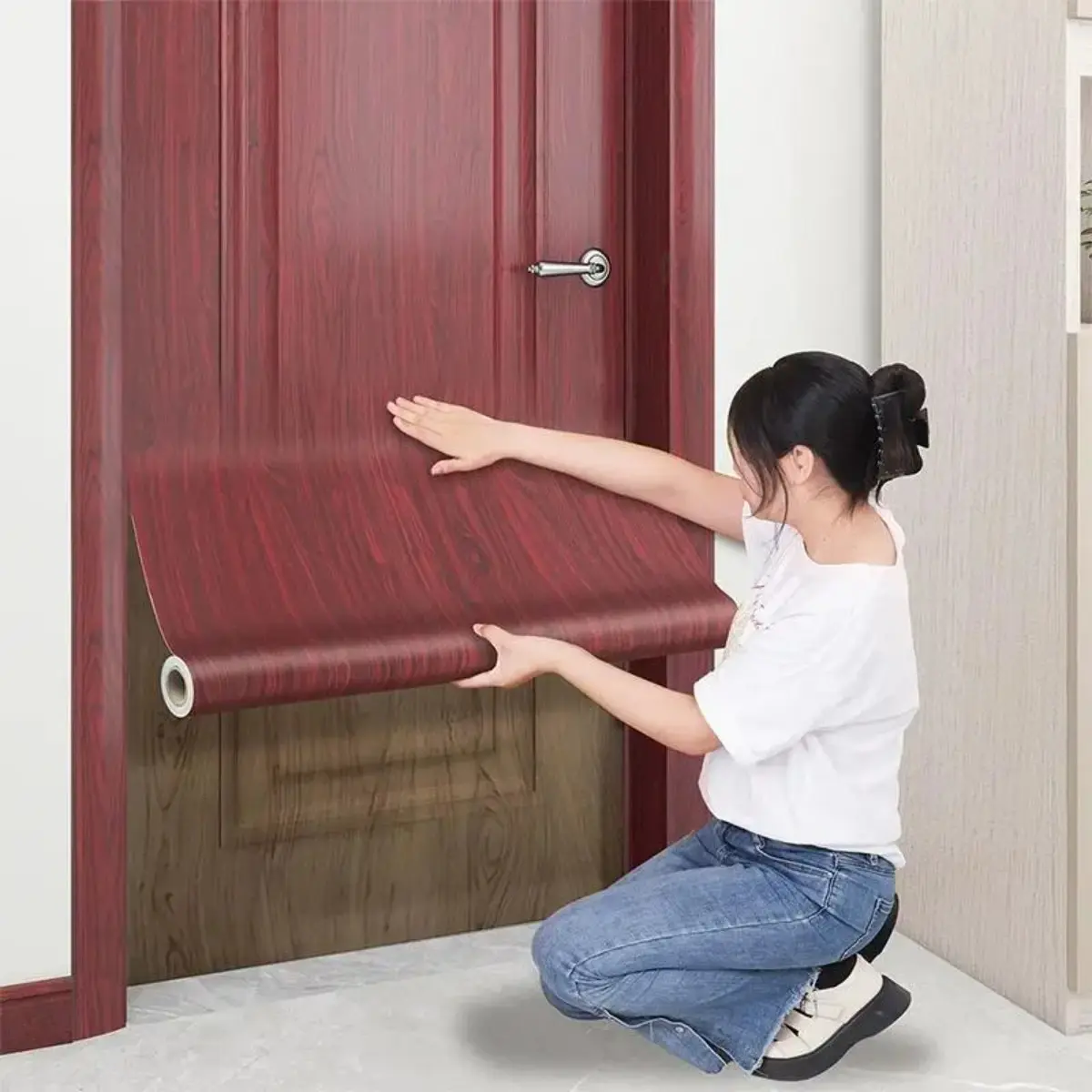 Faux Wood Grain Contact Paper, Peel and Stick Waterproof Oil Proof Self Adhesive Vinyl for Kitchen Countertop Cabinet