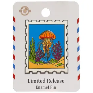 Pacific Sea Nettle Jellyfish Postage Stamp Pin With Magnet