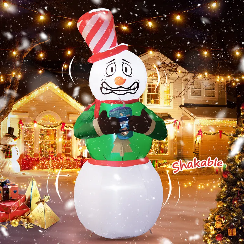 6FT LED Inflatable Snowman Christmas Decoration, Quick Inflation Outdoor Indoor Holiday Yard Ornament with Warm White Lights, Durable Weather-Resistant Polyester Fabric for Home Decor Parties