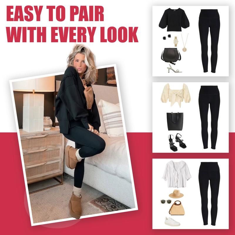 SHOWITTY Women's 3 Pack Fleece Lined Leggings with Pockets – High Waisted Thermal Warm Yoga Pants for Winter Workout & Everyday Wear