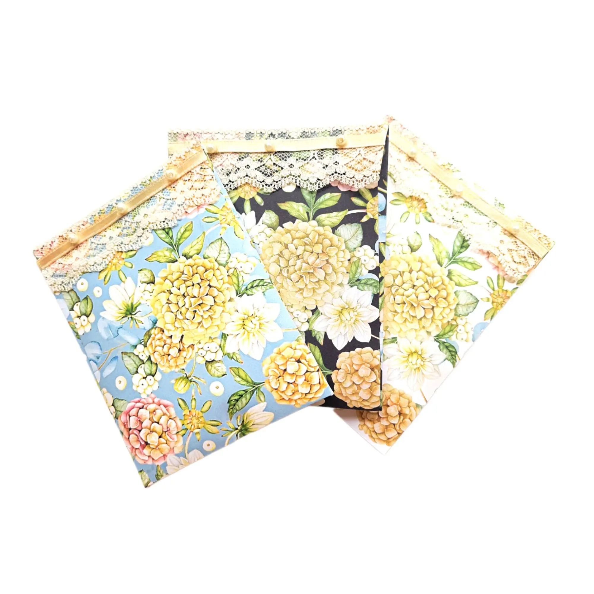 Chic Brico Pearls & Lace Chamomile Scented Drawer, Closet & Car Sachets, Large Size 4" x 5", 3-Pack