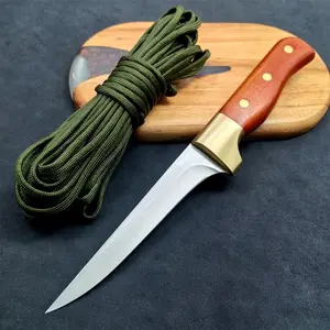 5.5 Inch Stainless Steel Boning Knife with Wooden Handle Sharp and Durable Kitchen Knife for Meat, Fish and Fruits and Vegetables, Ideal for Outdoor Cooking and Fishing, Outdoor Cooking Knife, Ergonomic Handle