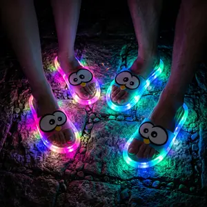 BIQIHERELED Light Up Slippers, Flashing Glow Slides, Cute Cartoon Open Toe Sandals, Glowing Slippers, LED Sandals, Festival Shoes, EDM Concert Accessories, Rave Party Footwear, Light Up Festival Outfit, Music Festival Essentials, Night Walk Slippers
