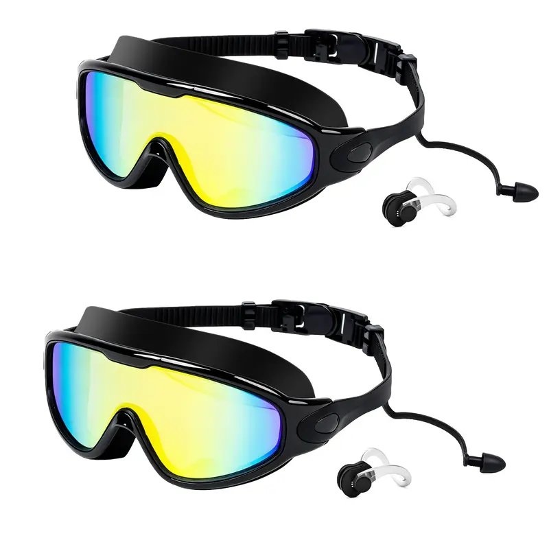 2 Pack Swim Goggles for Adult, Rimless Wide View Swimming Goggles, No Leak Pool Beach Essentials for Men Women