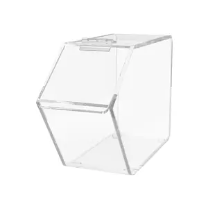 Candy and Ice Cream Toppings Bin Clear Acrylic Cereal and Snack Food Storage Container with Hinged Lid for Countertops in Kitchens Ice Cream Parlors Yogurt Shops and Home Use by 321 Plastics