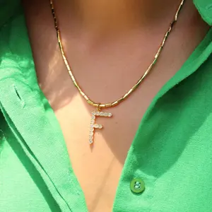 Diamond Initial Necklace Custom Initial Gold Necklace