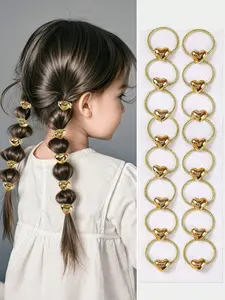 Mini Heart-Shaped Metal Elastic Hair Bands, Scrunchies, Hair Ties, Pack of 10, Cute and Versatile, Suitable for Girls and Teens, Gentle on Hair