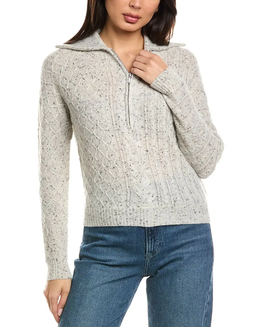 Brodie Cashmere Mix Cable Half Zip Cashmere Sweater
