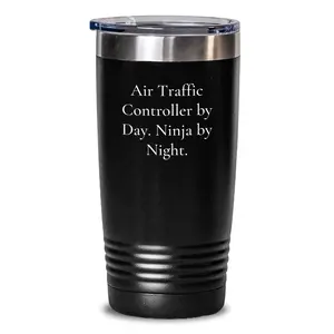 Air Traffic Controller Gifts - Air Traffic Controller by Day Ninja by Night Funny Tumbler, Gifts for Air Traffic Controllers Friends Family Men Women, 20oz or 30oz Christmas Unique Gifts