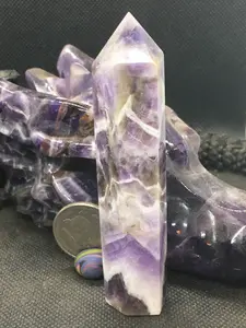 Chevron Amethyst - lot 1 3.5" tall Home Ornament #gemstone #gemstonetower #chevronamethystower #chevronamethyst #purpletower @gemsandtreasures