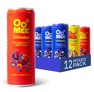 OoMee Prebiotic Drink | Variety Pack| Plant-Based Vegan Beverage with Marine-Sourced Agar Prebiotics (Seabiotics) for Digestive & Gut Health Functional Drink – 12oz Cans, 12-Pack