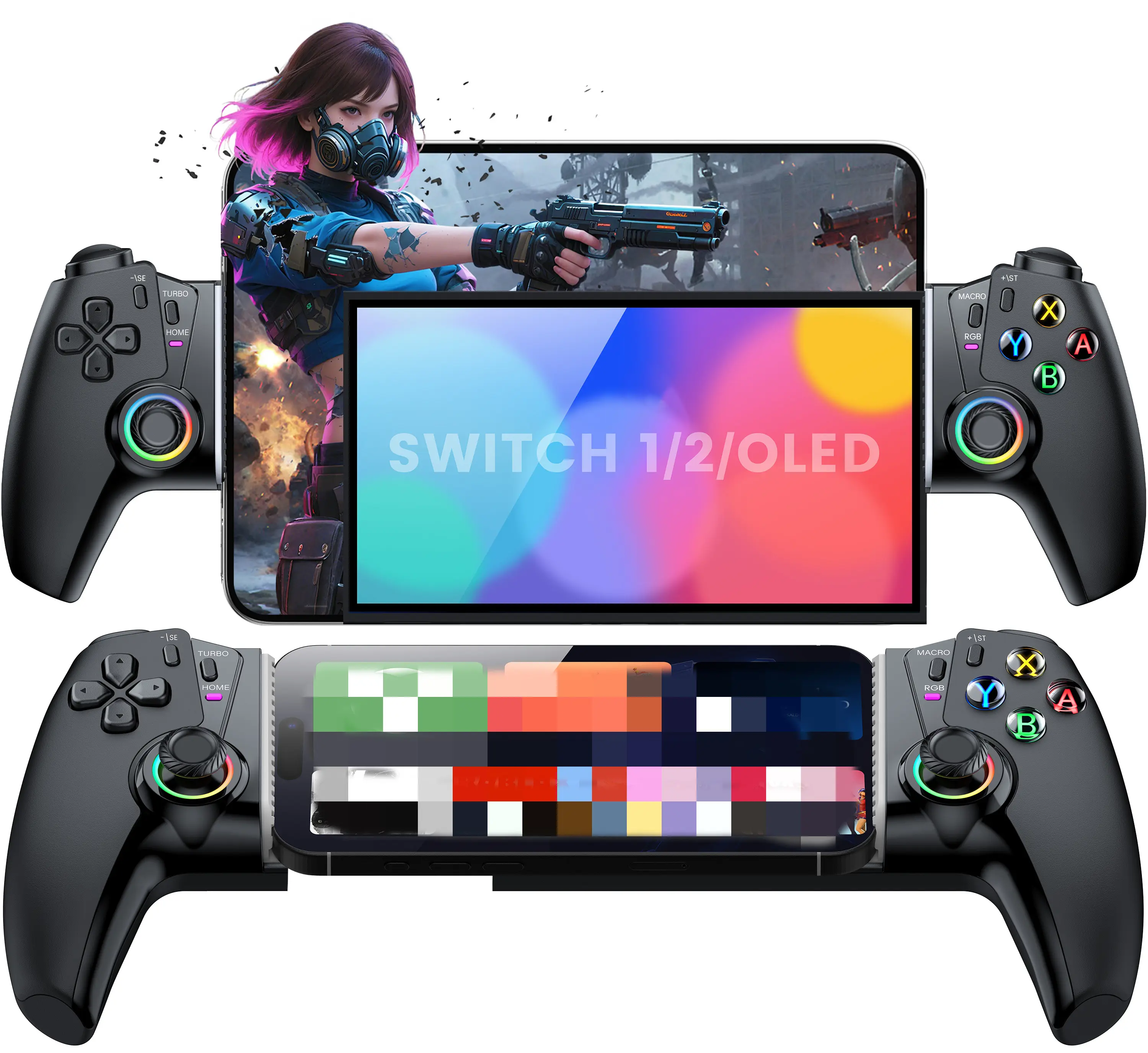 For Switch Controller,Handheld Controller for Switch 2/Switch 1/Switch OLED with Hall-Effekt Joysticks/Hall Trigger, Controller Switch compatible with IOS/Android/iPad Mini