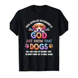 Vintage Dog Lover Graphic T-Shirt Funny "Dog Spelled Backwards Is God" Paw Print Tee, Premium Cotton Blend Casual Short Sleeve Shirt for Men Women, Retro Humor Gift