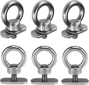 6 Packs Stainless Steel Kayak Track Mount Tie Down Eyelet Rail for Kayak Canoe Boat Bungee Cord or Ropes