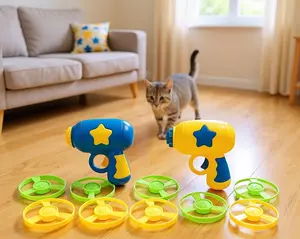 12 PCS Cat Fetch Toy with Colorful Flying Propellers Set, Cat Playing Tracking Interactive Toys for Kitten Chasing Training Hunting