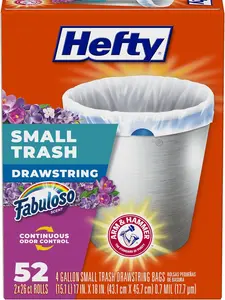 Small Trash Bags 4 Gallon 52 Count with Fresh Scent Mini Garbage Bags for Bathroom Office Bedroom & Car Waste Bins Leak-Proof & Durable Fabuloso Scent