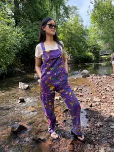 Tie-Dye Organic Cotton Overalls: Handmade Unisex Summer Jumpsuit