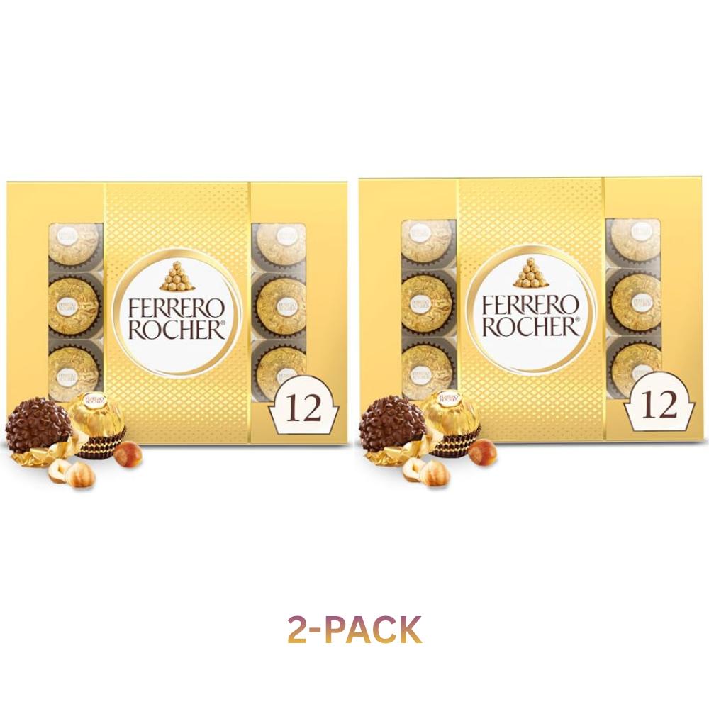 Ferrero Rocher Gourmet Hazelnut Milk Chocolate Gift Box, 12 Individually Wrapped Chocolates, 5.3 oz (Pack of 2) Ferrero Rocher Gourmet Hazelnut Milk Chocolate Gift Box, 12 Individually Wrapped Chocolates, 5.3 oz (Pack of 2)