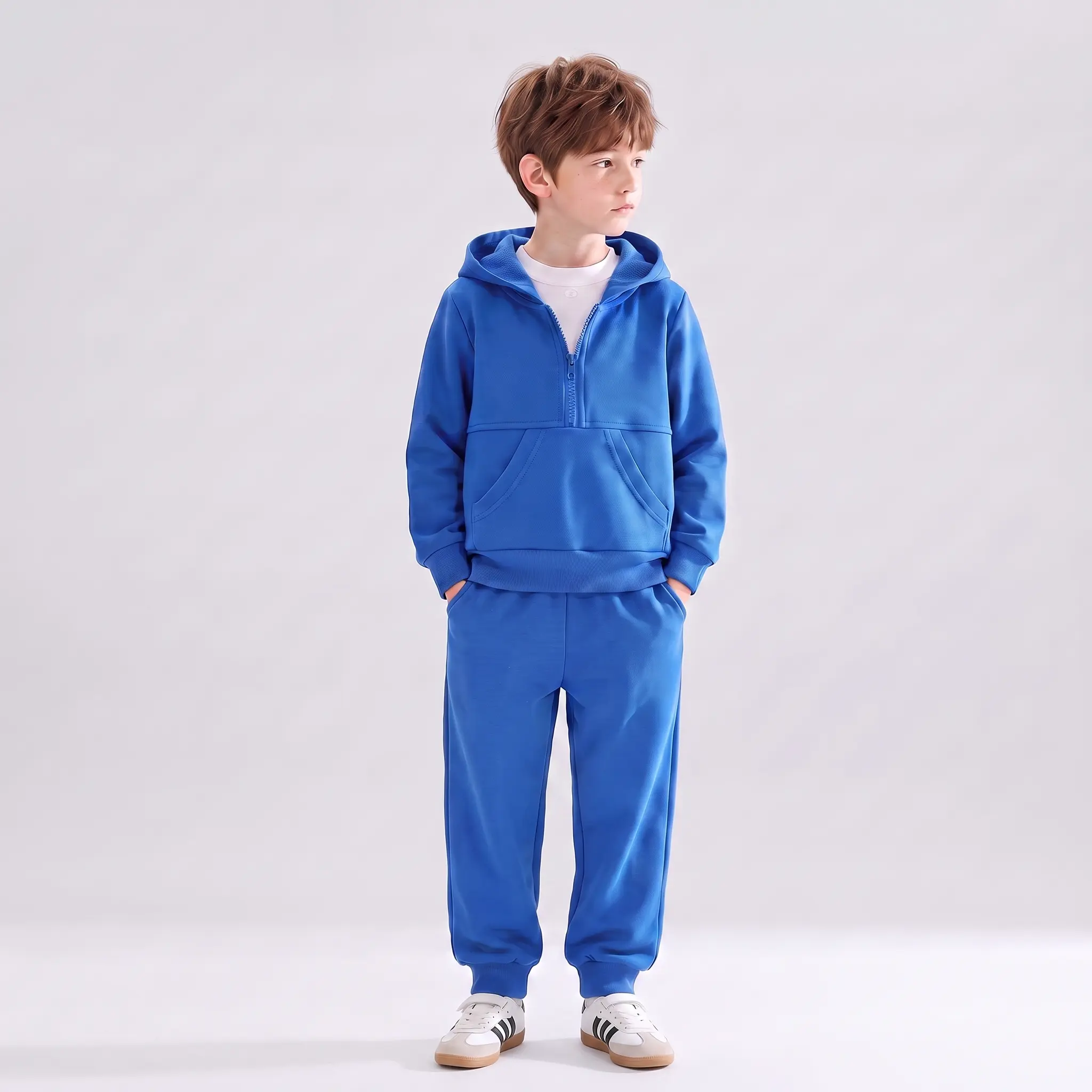 Baby Clothes for Girls Boys Solid Color Half-Zip Sweatshirt and Sweatpants Outfits Set Fall Toddler Sweatsuit
