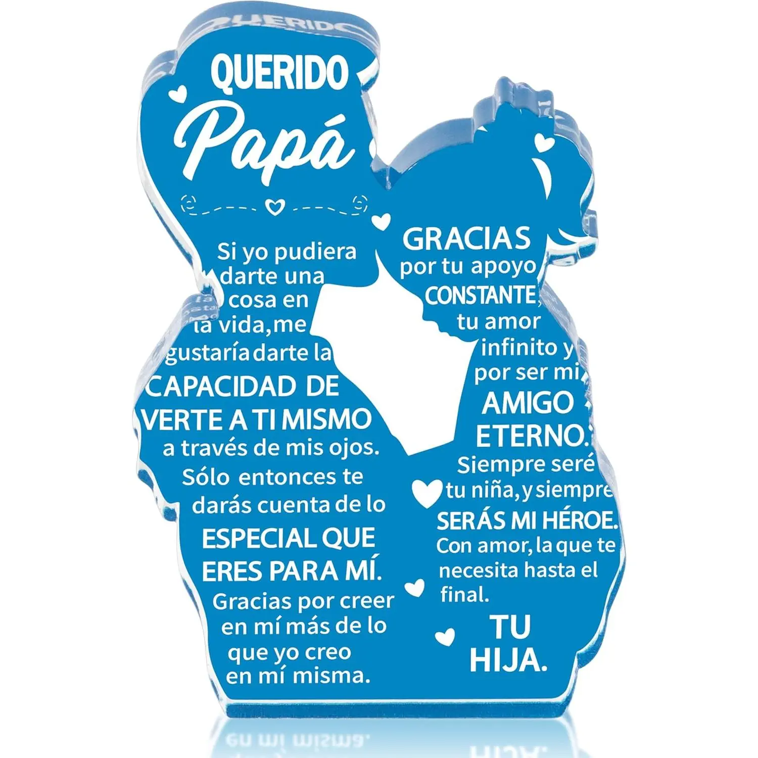 for Father from Daughter - Spanish papa Dad Daughter Embracing  Plaque Sign  Dad Ever Gifts Regalos para Father Office Desk Decor Father's Day Christmas Keepsake Paperweight