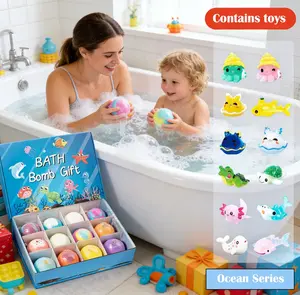 12-Pack Kids' Toy Ball Gift Box — Includes Surprise Toys Inside | Perfect Easter Basket Fillers for Boys and Girls | Colorful, Effervescent Bath Bombs — Nourishing and Gentle on the Skin | Safe Formula to Add Endless Fun to Kids' Bath Time
