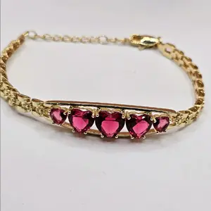 cute bracelet with hearts and  roses Gold-plated