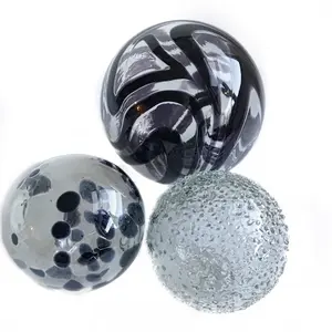 BLACK Decorative Glass Balls set of 3