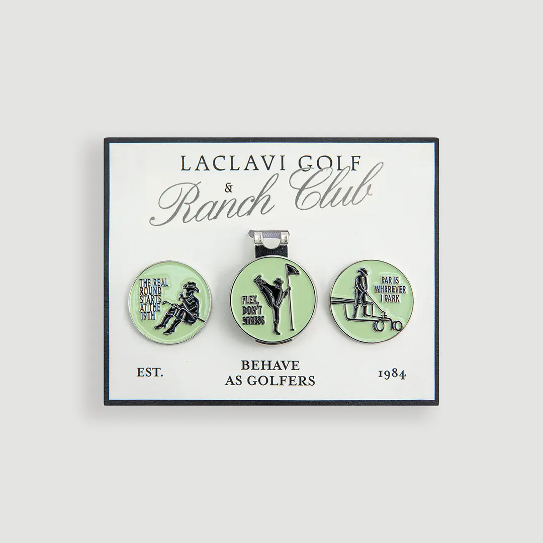 Laclavi Golf & Ranch Club Hat Clip Marker Set - 3 Ball Markers with Magnetic Clip for Golfers - Unique Cowboys Design & Quiet Humor - Perfect for Light-hearted Golfers