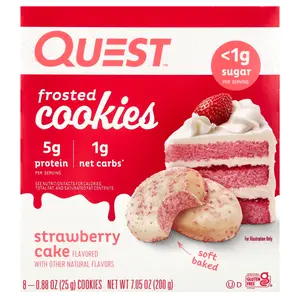 Quest Nutrition Frosted Cookies, Strawberry Cake, 8 Cookies, 0.88 oz (25 g) Each
