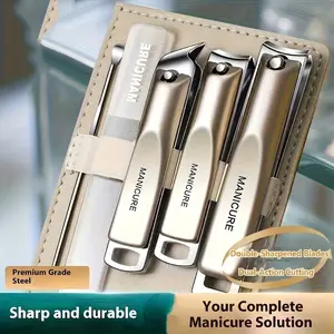 Premium 5-Piece Nail Clipper Set, Double Sharpened, Sharp & Durable Stainless Steel, Includes Nail Clippers, Nail File, Ear Pick, Portable Bag, Gift Set