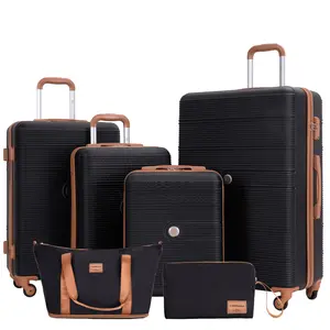 6 Piece Hardshell Luggage Set Hardside Lightweight Suitcase with TSA Lock Spinner Wheels