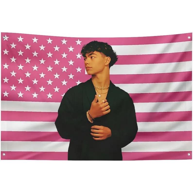 60in x 40in Malachi Barton Pink Flag Tapestry, Gifts For Fans, Hanging Wall Decor, Cute Fan Gift, Pastel Dorm Wall Art, Unique Tapestry, Wall Hanging