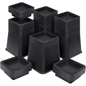 Bed Risers 6 inch Heavy Duty,Elevation in Heights 3,4,5,6 Inch,Adjustable Furniture Risers for Chair Table and Desk  Lifting (4 Pack,Black)