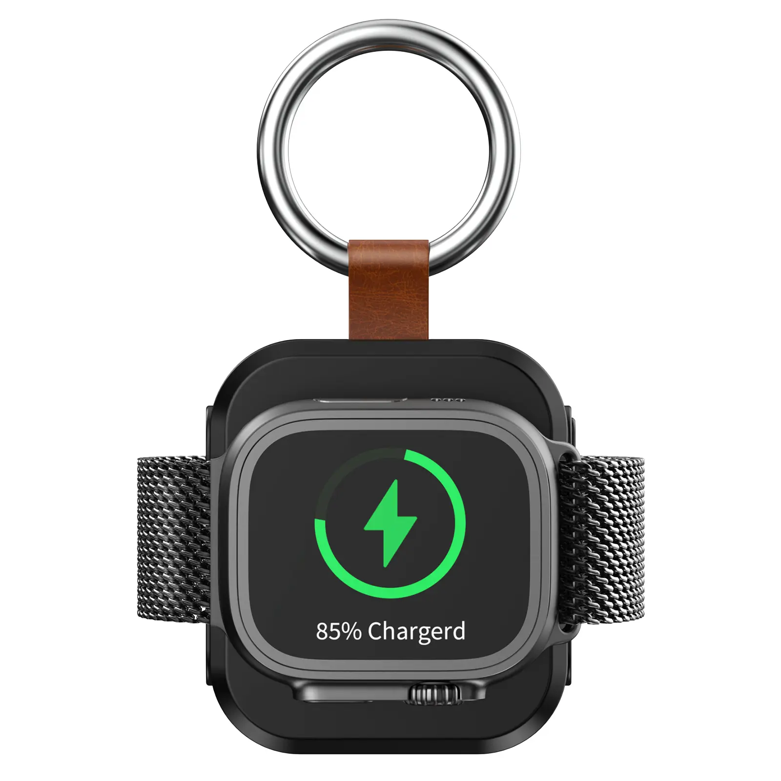 Portable Wireless Charger  for Apple Watch 1200mAh Compact Magnetic Fast Charger with Keychain Accessory for Travel Device Electronic Gadgets Wearable Tech Accessories Smartwatch Accessories Smart Watch Charger Black