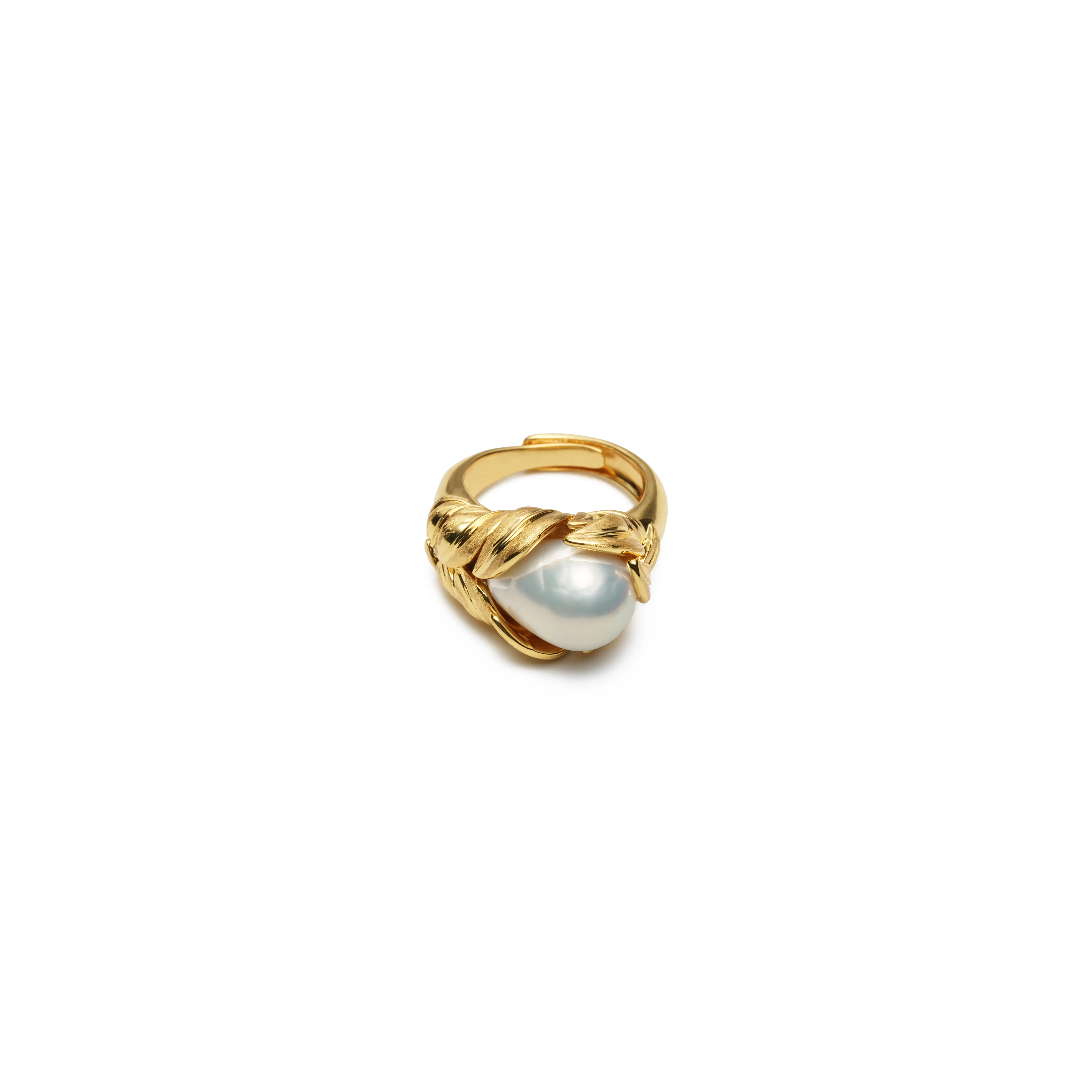 Vintage Gold Baroque Pearl Ring for Women, Perfect Birthday Gift
