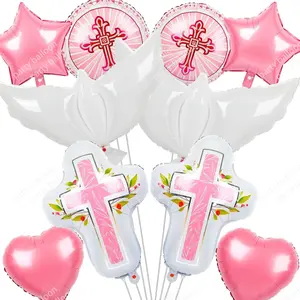 10 Piece Baptism Party Decor Set, Blue Theme, Stars Hearts Doves Crosses, Christian Ceremony Birthday Church Event Decorations, Party Decoration Supplies