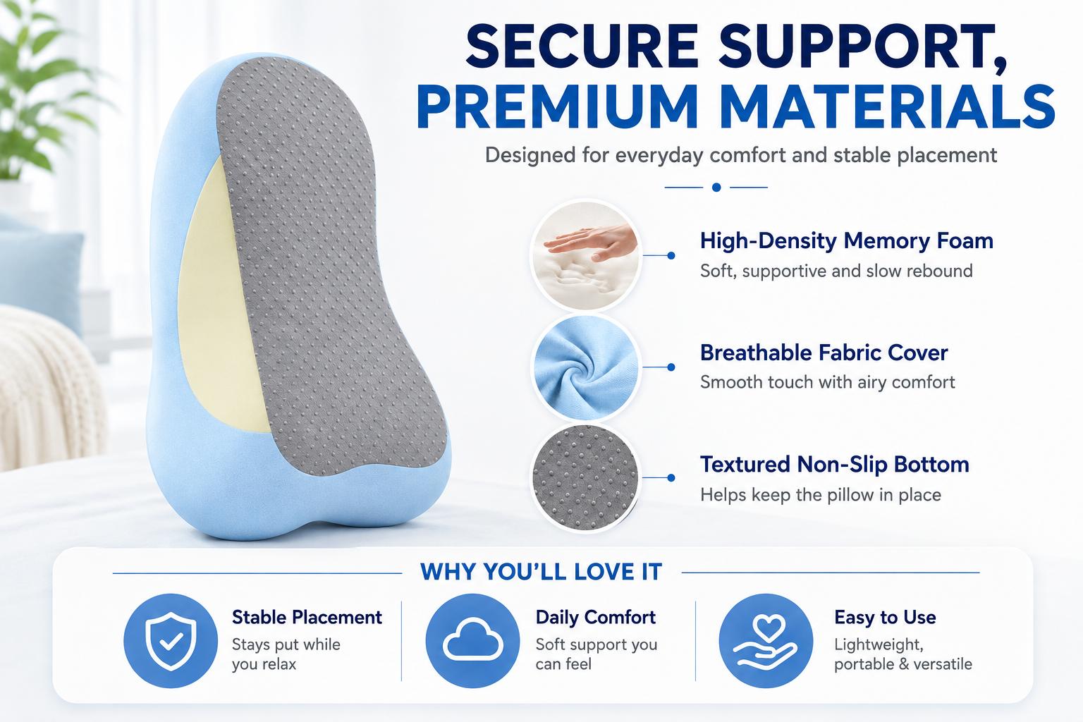 Ergonomic Memory Foam Contour Body Pillow, Multi-Purpose Cushion for Neck-Back-Waist-Leg Support, Pressure Pain Relief, Side Sleepers, Bed & Sofa Use, Full Body Alignment Aid, Pillows