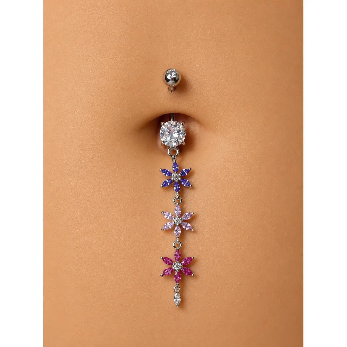 Triple Flower Dangle Belly Ring