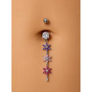 Triple Flower Dangle Belly Ring
