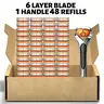Men's Manual Shaving Kit with Stick Handle (48 Razor Blades + 1 Handle) - Stainless Steel Smoothshave Replaceable Disposable Refills, Face & Body Grooming Accessory, Mens Gifts