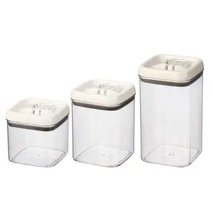 Canister Pack of 3, Square Food Storage Container Set