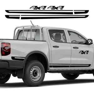 2pcs Car Body Door Side Sticker Sport Stripes 4X4 OFF ROAD Accessories Pickup Trunk Car DIY Viny Decals For Ford Ranger Wildtrak
