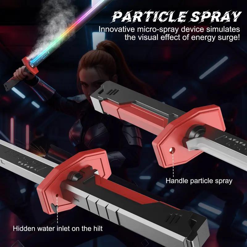 BLD LED SparkBlade Sword with Spray Effect knife Toy Cyberpunk Katana - Light-Up Propfor Cosplay, Raves & Festivals RGB Lights Durable CollectibleItem US In Stock, Valentine’s Gift Idea ,cool birthday gift,type-c rechargeable